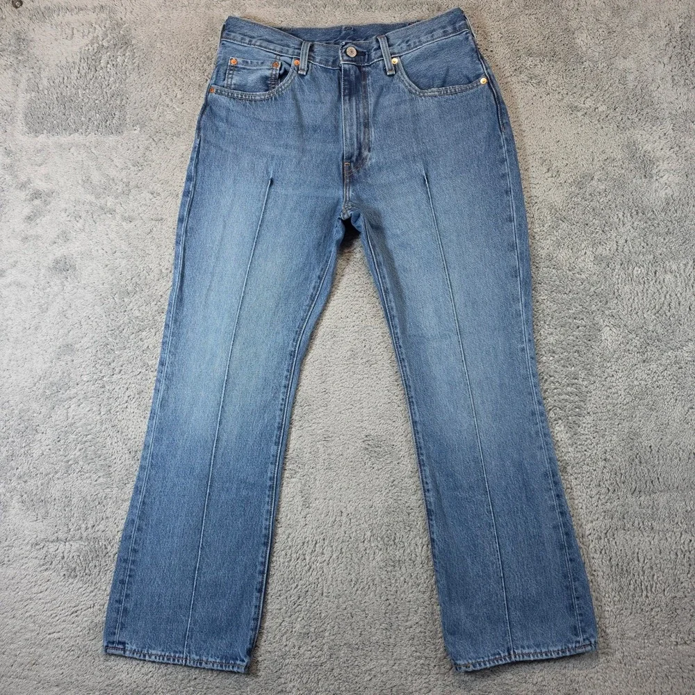 Levis 517 Bootcut Premium Jeans Men 33x30 Blue Front Crease Big E Cowboy Western